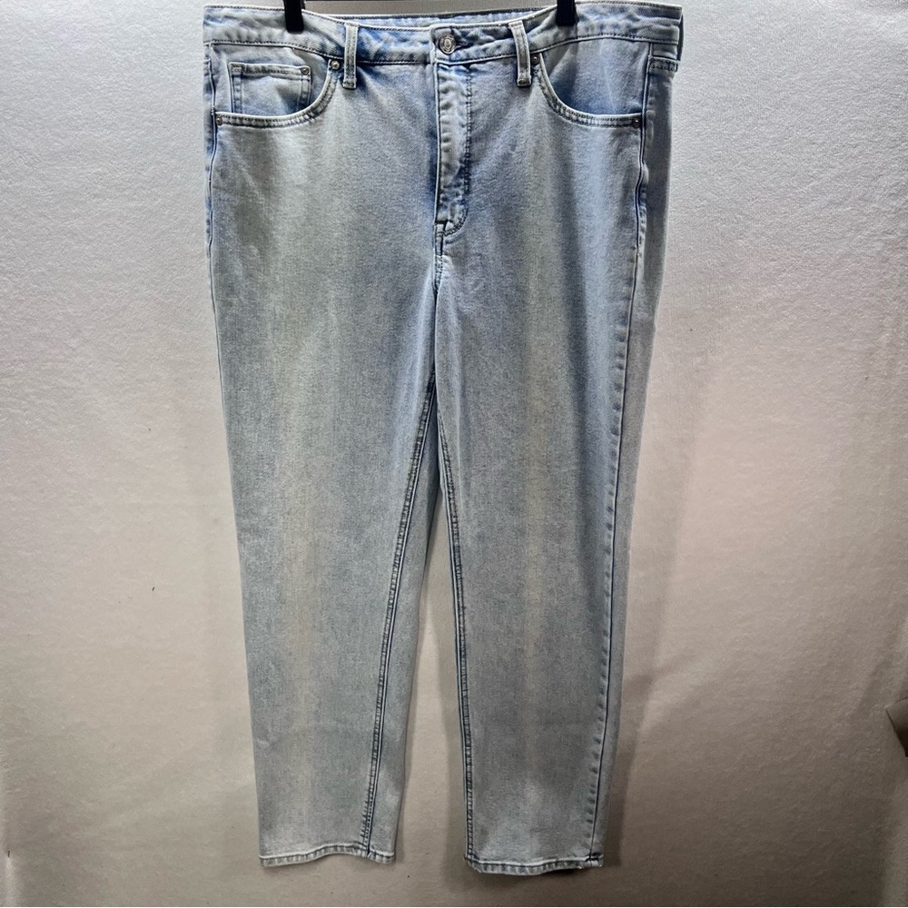 Seven7 Slim‎ Straight Jeans Womens 14 Plus Blue Denim Faded Stretch 2886